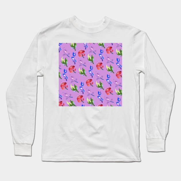 Inazuma Flowers Print (Violet) Long Sleeve T-Shirt by casserolestan